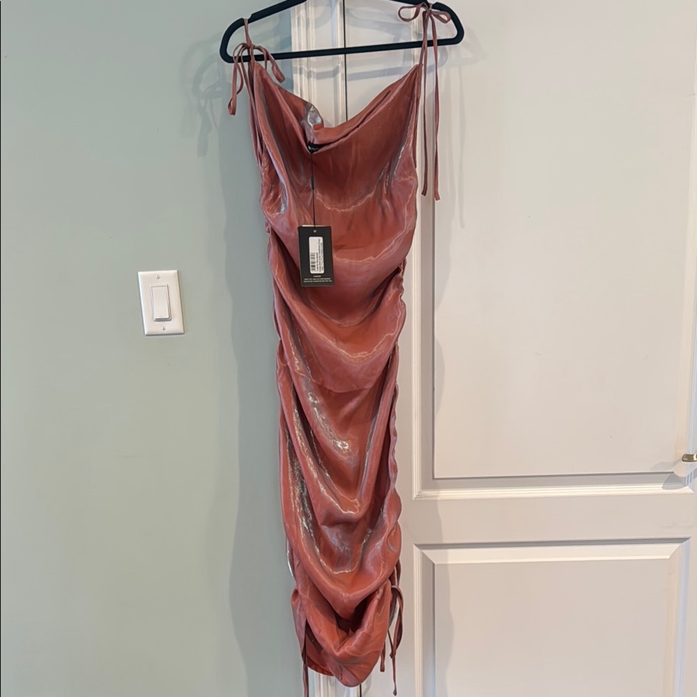 PrettyLittleThing Metallic Copper Dress